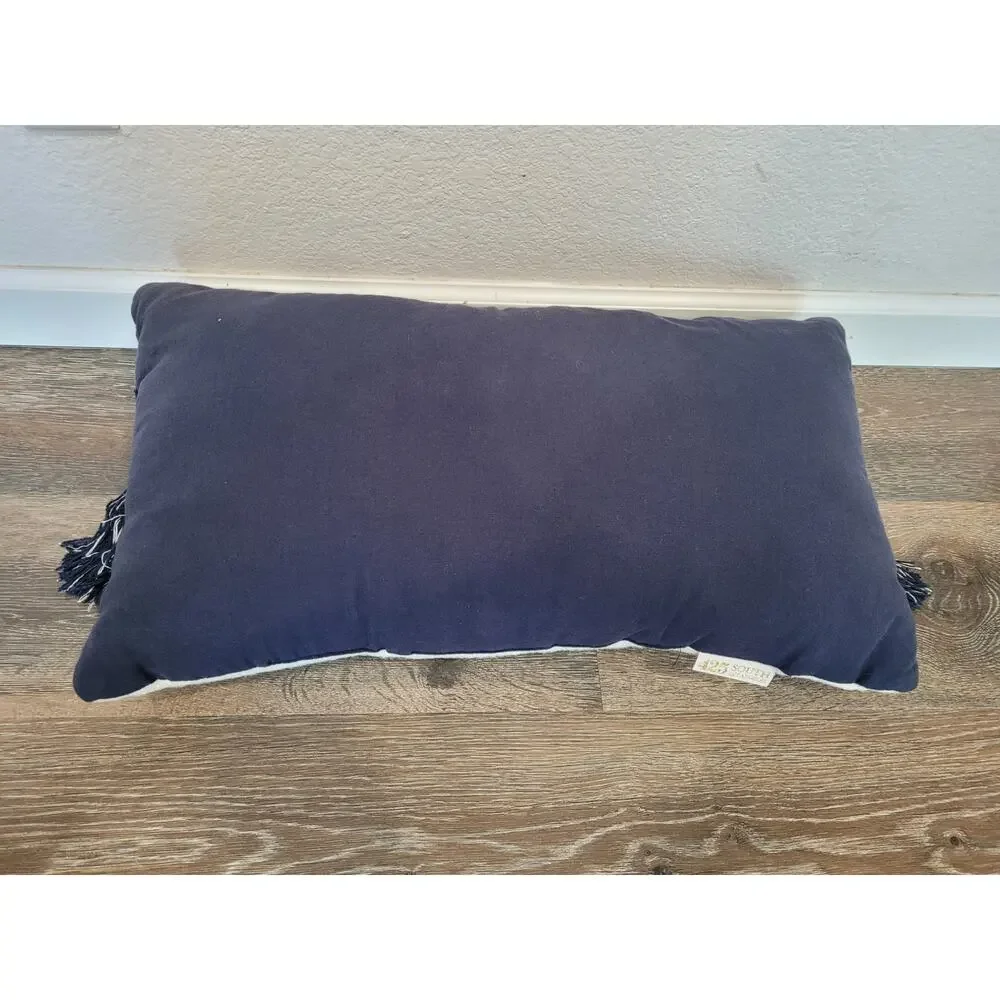 425 South Los Angeles Decorative Fringe Pillow‎ Navy Blue Large Size Pillow